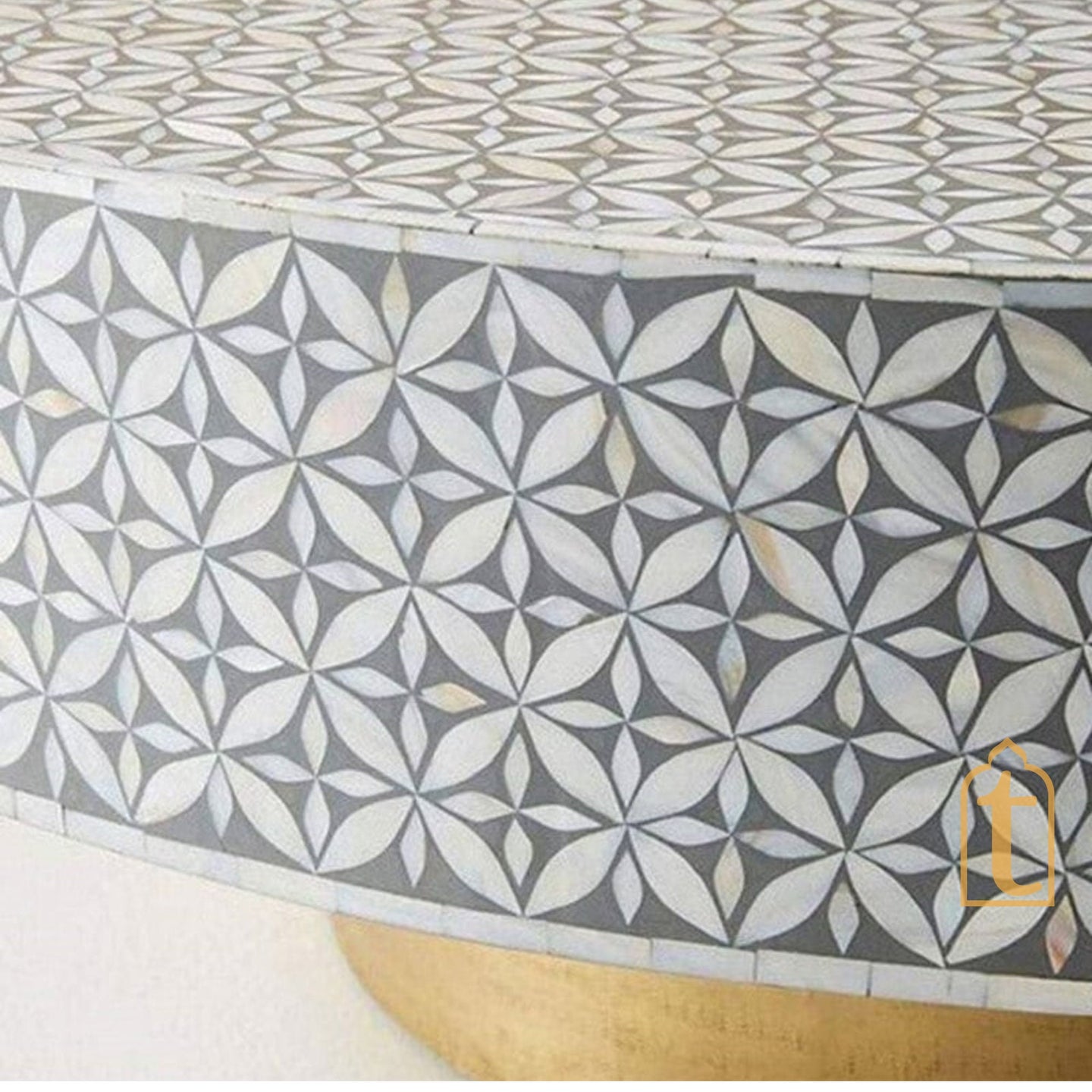 Handmade Wooden Modern Pattern Bone Inlay Coffee Table/Center Table/Bone Inlay Wooden Coffee Table Furniture/Floral design Center table.