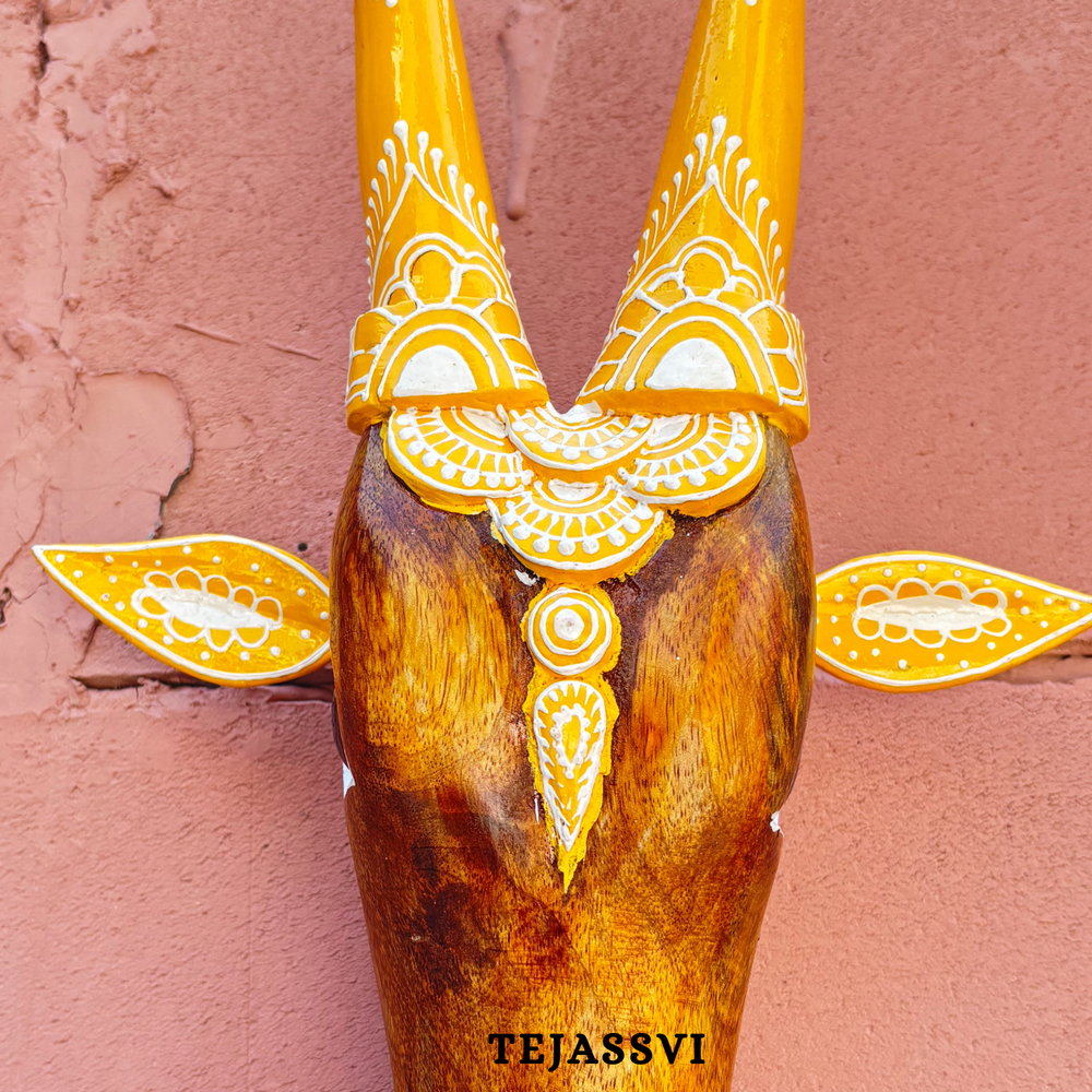 Wooden Cow Head | Bull | Nandi Head Mask Wall Décor. Wooden Wall Hanging. Ethnic Indian Art Best Minimalist Gift Idea for Christmas/Diwali