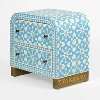 Bone Inlay Semi Round Geometric Pattern Design Small Sideboard / Bone Inlay Night Table / Bone Inlay Side Table / Bone Inlay Chest of Drawers For Bedroom.
