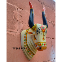 Wooden Carving Bull Head | Bull | Nandi Head Mask Wall Décor. Wall Hanging. Ethnic Indian Art Best Minimalist Gift Idea for Christmas/Diwali