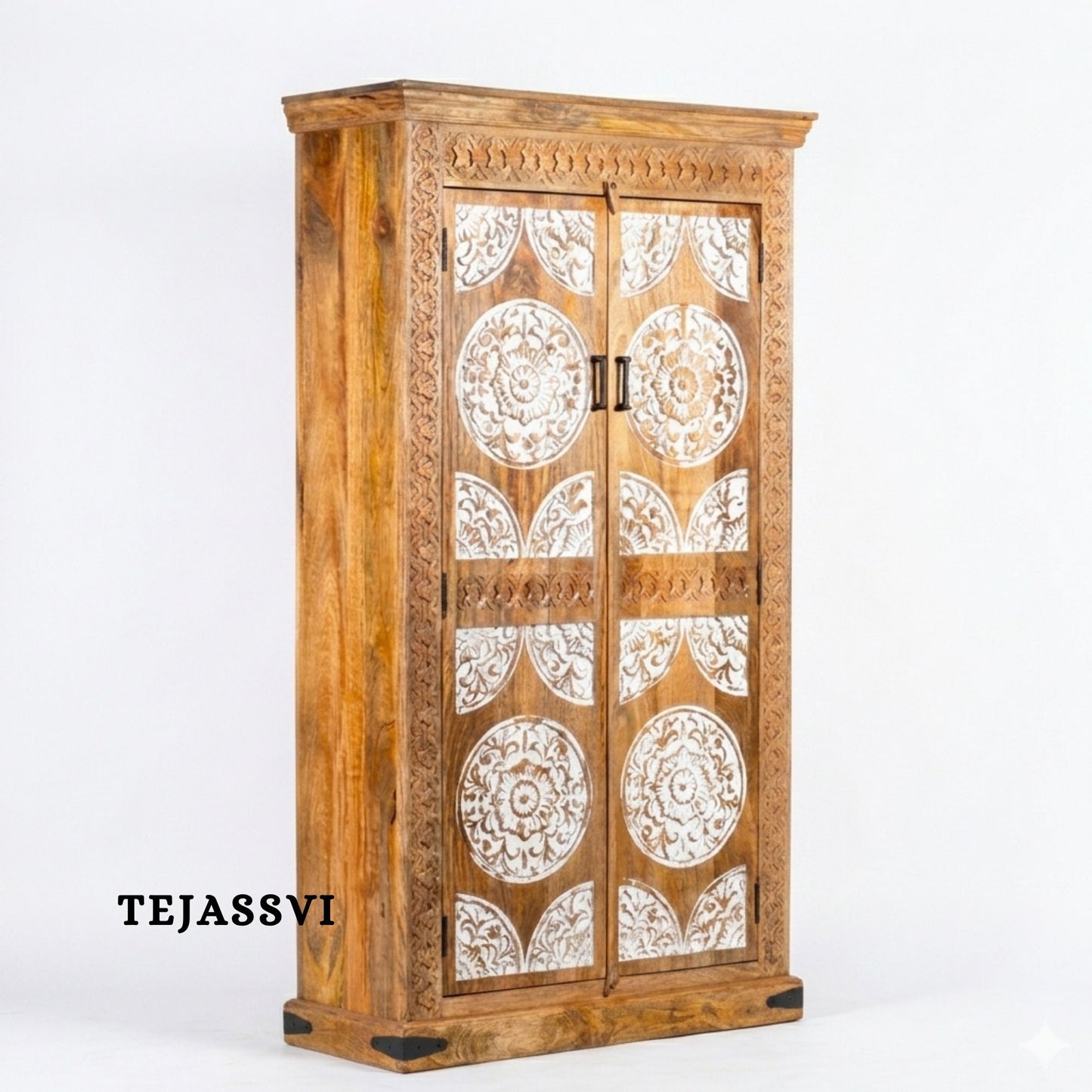 Wooden Indian Carving Wardrobe / Wooden carving Sideboard / Wooden Storage Cabinet | Luxury Entryway Table | wooden Storage Cupboard.