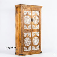 Wooden Indian Carving Wardrobe / Wooden carving Sideboard / Wooden Storage Cabinet | Luxury Entryway Table | wooden Storage Cupboard.
