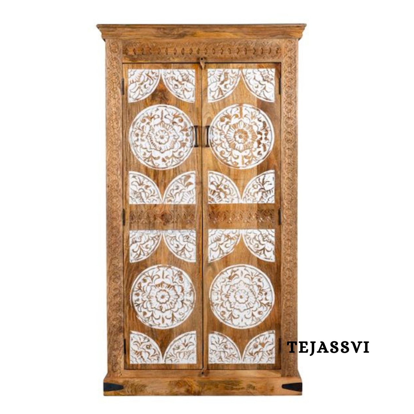 Wooden Indian Carving Wardrobe / Wooden carving Sideboard / Wooden Storage Cabinet | Luxury Entryway Table | wooden Storage Cupboard.