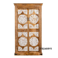 Wooden Indian Carving Wardrobe / Wooden carving Sideboard / Wooden Storage Cabinet | Luxury Entryway Table | wooden Storage Cupboard.