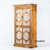 Wooden Indian Carving Wardrobe / Wooden carving Sideboard / Wooden Storage Cabinet | Luxury Entryway Table | wooden Storage Cupboard.