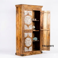 Wooden Indian Carving Wardrobe / Wooden carving Sideboard / Wooden Storage Cabinet | Luxury Entryway Table | wooden Storage Cupboard.