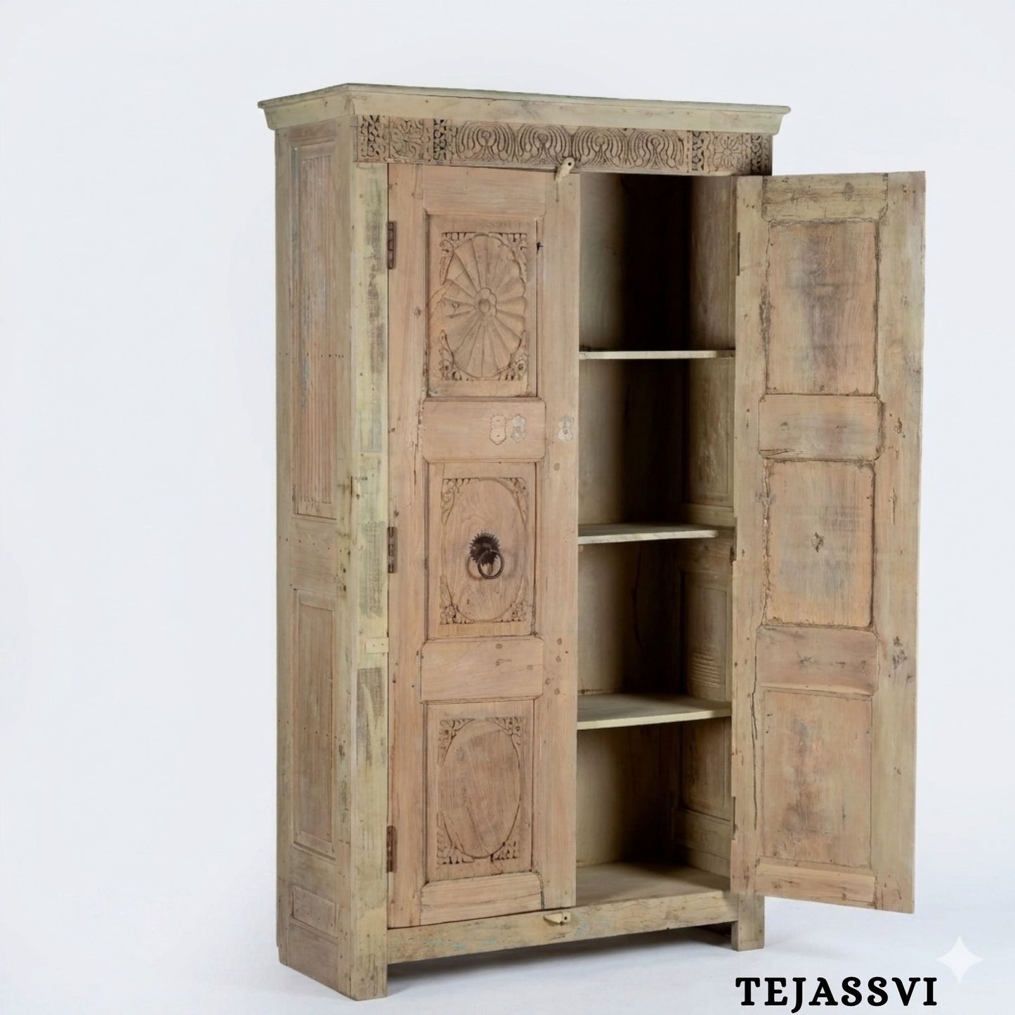 Wooden Indian Carving Wardrobe / Wooden carving Sideboard / Wooden Storage Cabinet | Luxury Entryway Table | wooden Storage Sideboard.