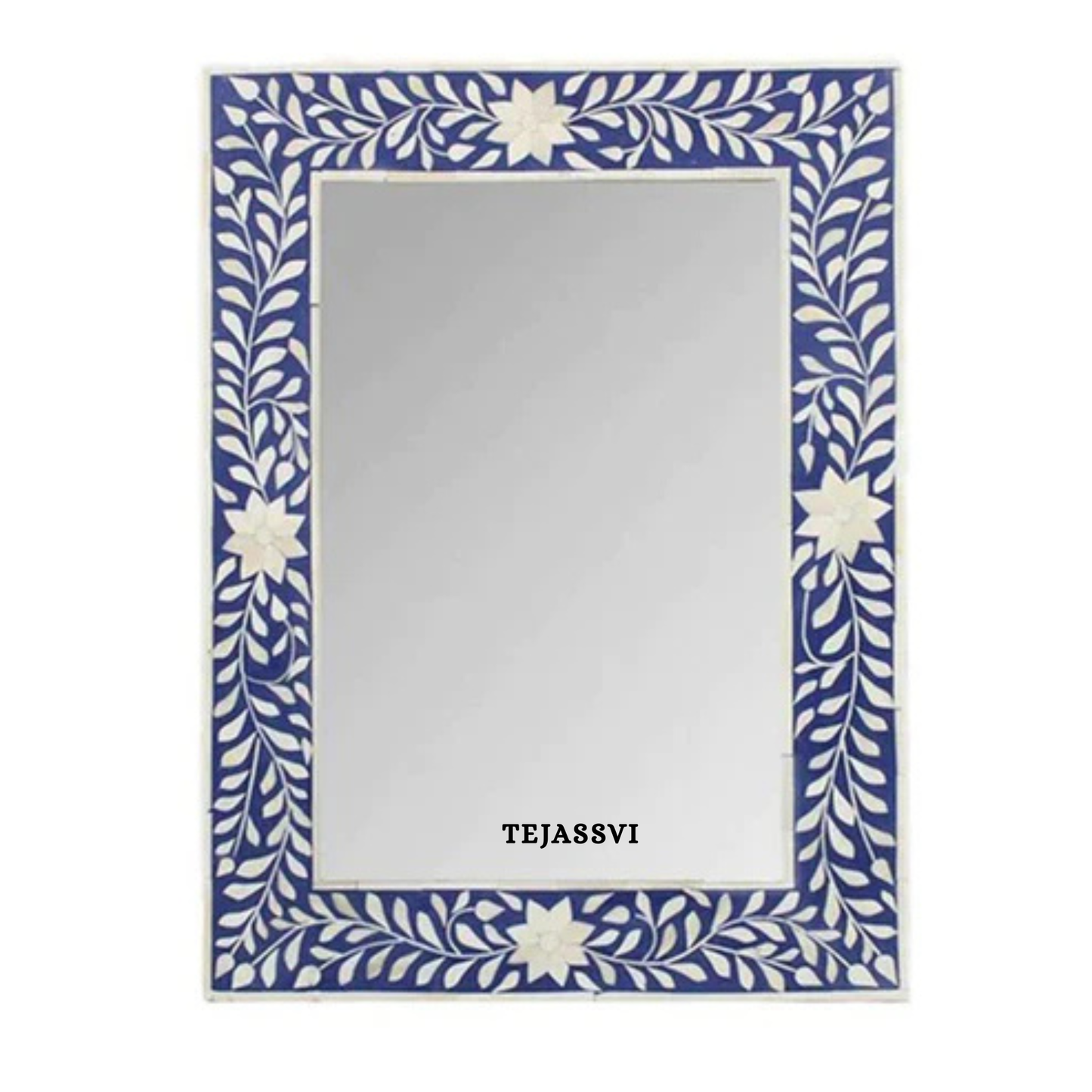 Bone Inlay Floral Design Wall Hanging Large Mirror for Wall Décor