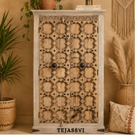 Wooden Indian Carving Wardrobe / Wooden carving Sideboard / Wooden Storage Cabinet | Luxury Entryway Table | wooden Storage Sideboard.