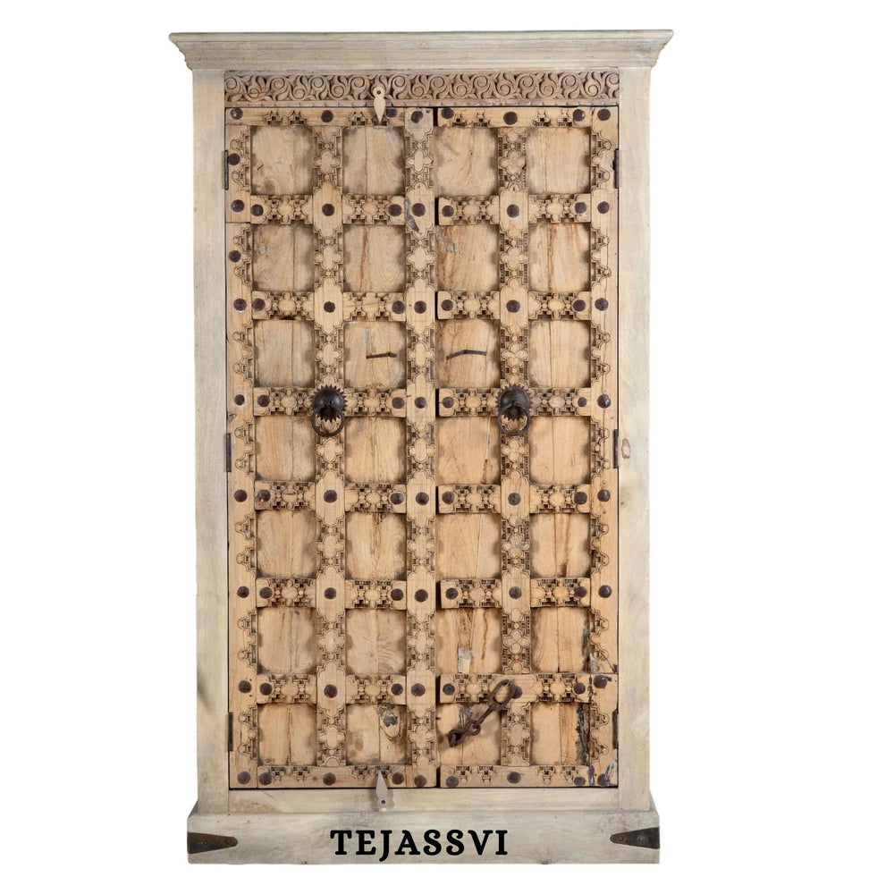 Wooden Indian Carving Wardrobe / Wooden carving Sideboard / Wooden Storage Cabinet | Luxury Entryway Table | wooden Storage Sideboard.