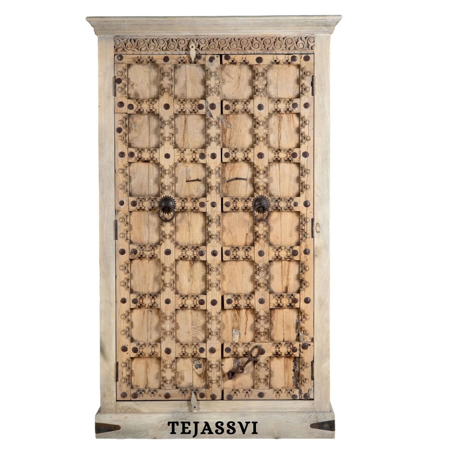 Wooden Indian Carving Wardrobe / Wooden carving Sideboard / Wooden Storage Cabinet | Luxury Entryway Table | wooden Storage Sideboard.