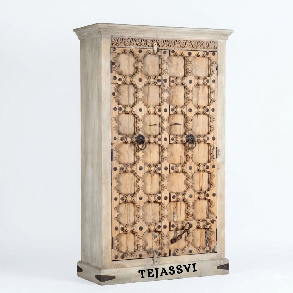 Wooden Indian Carving Wardrobe / Wooden carving Sideboard / Wooden Storage Cabinet | Luxury Entryway Table | wooden Storage Sideboard.