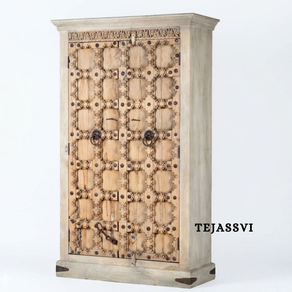Wooden Indian Carving Wardrobe / Wooden carving Sideboard / Wooden Storage Cabinet | Luxury Entryway Table | wooden Storage Sideboard.