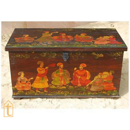 Wooden Storage Trunk Heritage Hand Paint Box Coffee Table