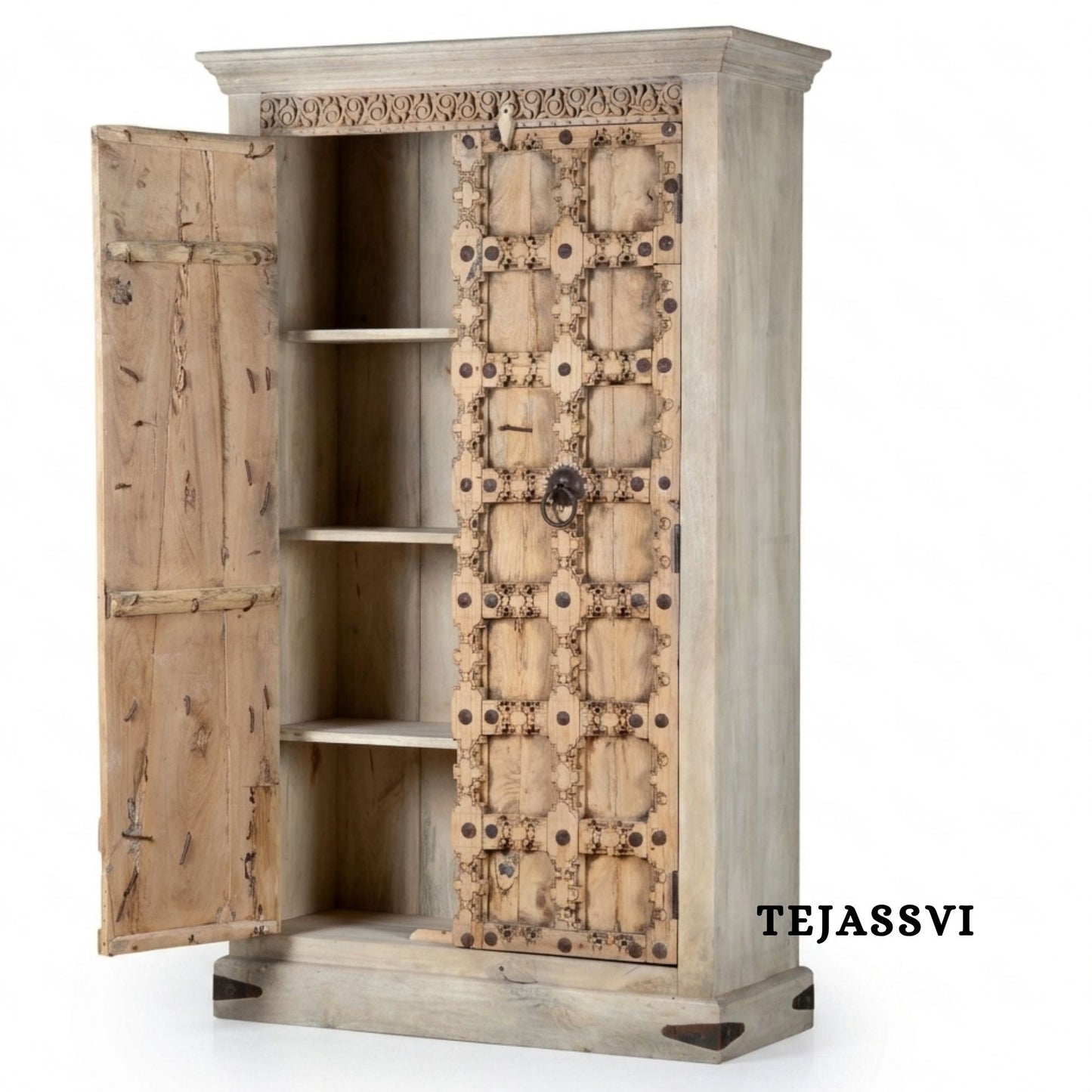 Wooden Indian Carving Wardrobe / Wooden carving Sideboard / Wooden Storage Cabinet | Luxury Entryway Table | wooden Storage Sideboard.