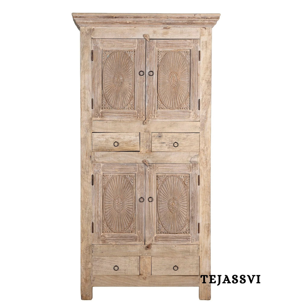 Wooden Indian Carving Wardrobe / Wooden carving Sideboard / Wooden Storage Cabinet | Luxury Entryway Table | wooden Storage Sideboard.