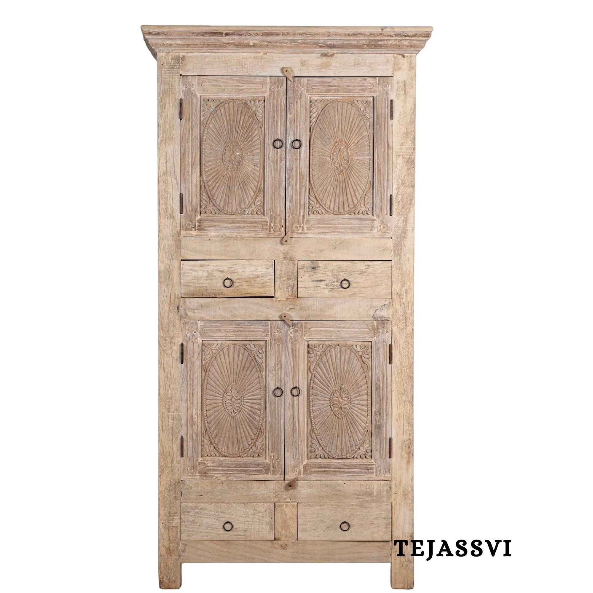Wooden Indian Carving Wardrobe / Wooden carving Sideboard / Wooden Storage Cabinet | Luxury Entryway Table | wooden Storage Sideboard.