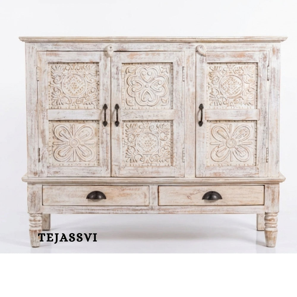 Wooden Indian Carving cabinet / Wooden carving Sideboard / Wooden Storage Cabinet | Luxury Entryway Table | wooden Storage Cupboard.