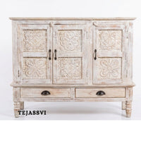 Wooden Indian Carving cabinet / Wooden carving Sideboard / Wooden Storage Cabinet | Luxury Entryway Table | wooden Storage Cupboard.