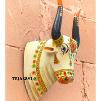 Wooden Carving Bull Head | Bull | Nandi Head Mask Wall Décor. Wall Hanging. Ethnic Indian Art Best Minimalist Gift Idea for Christmas/Diwali