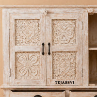 Wooden Indian Carving cabinet / Wooden carving Sideboard / Wooden Storage Cabinet | Luxury Entryway Table | wooden Storage Cupboard.
