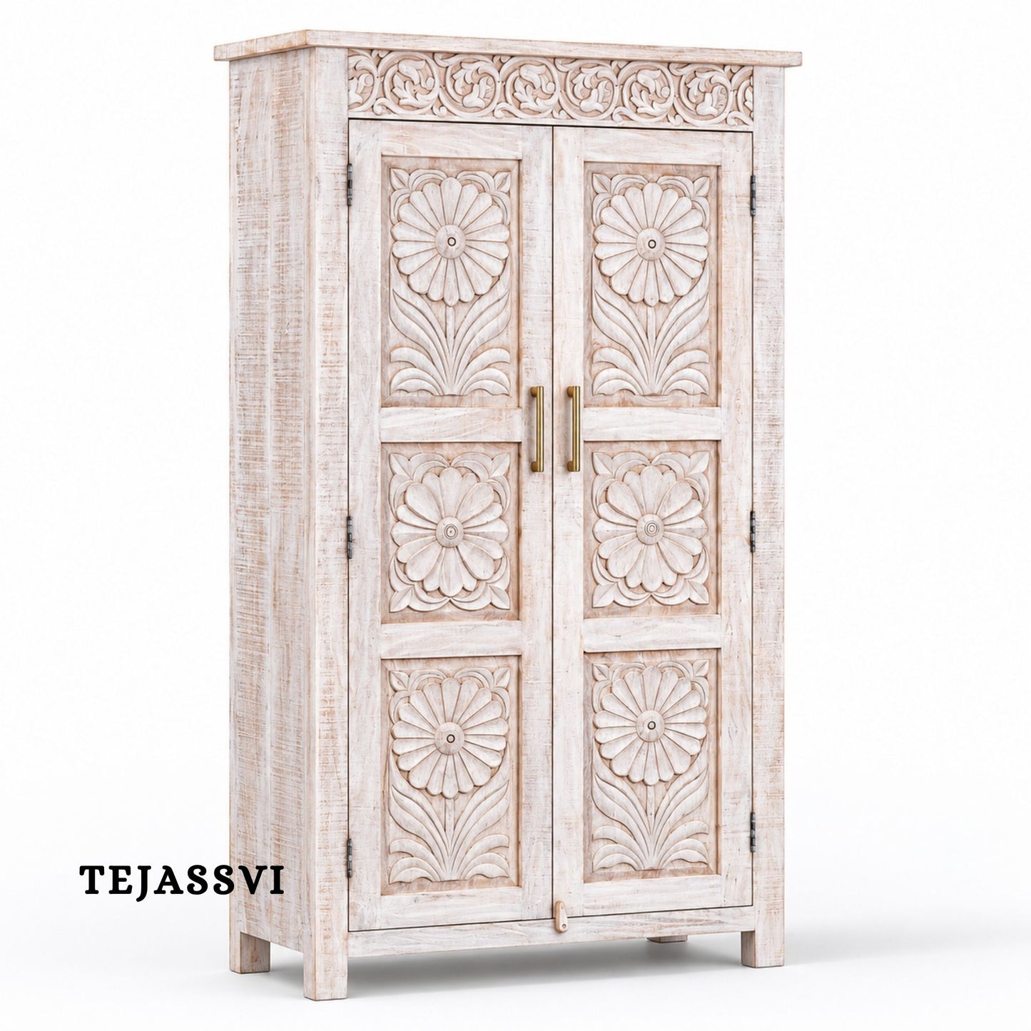 Wooden Indian Carving Wardrobe / Wooden carving Sideboard / Wooden Storage Cabinet | Luxury Entryway Table | wooden Storage Sideboard.