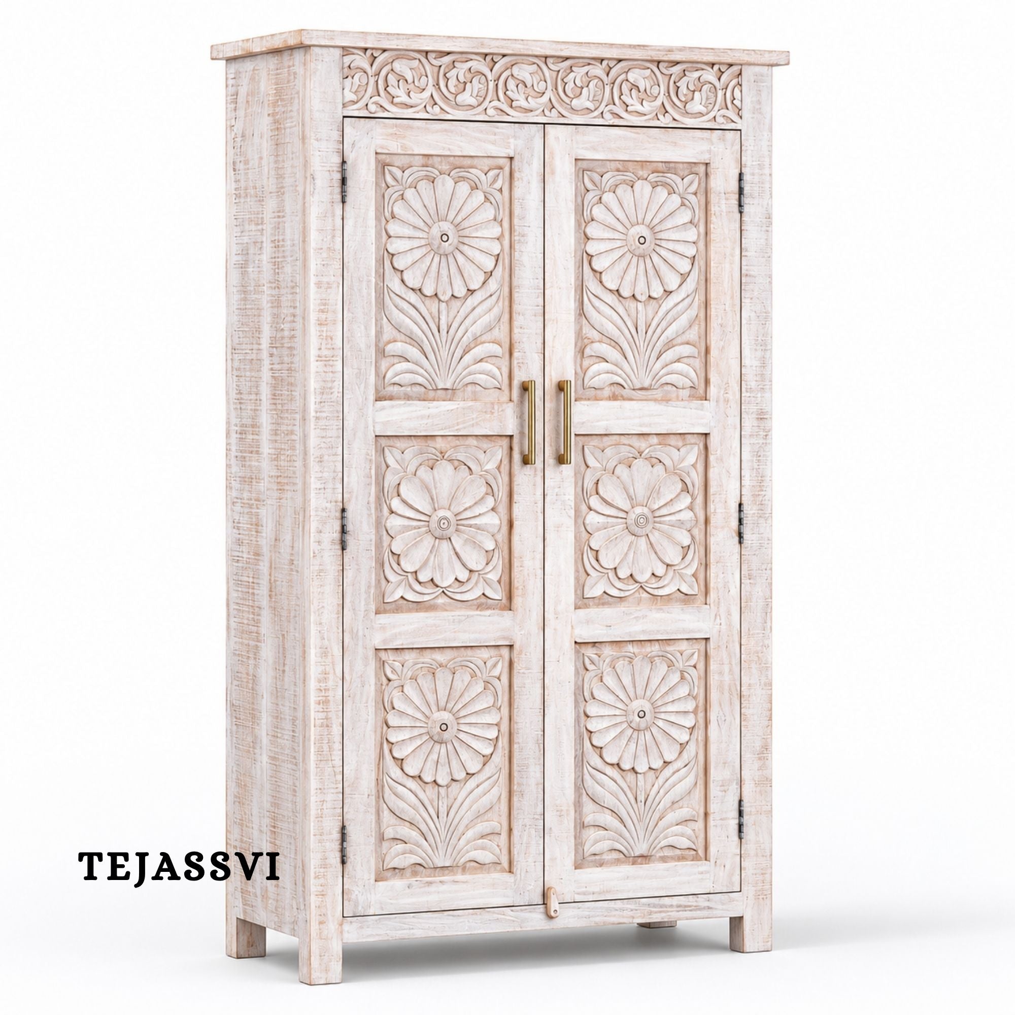 Wooden Indian Carving Wardrobe / Wooden carving Sideboard / Wooden Storage Cabinet | Luxury Entryway Table | wooden Storage Sideboard.