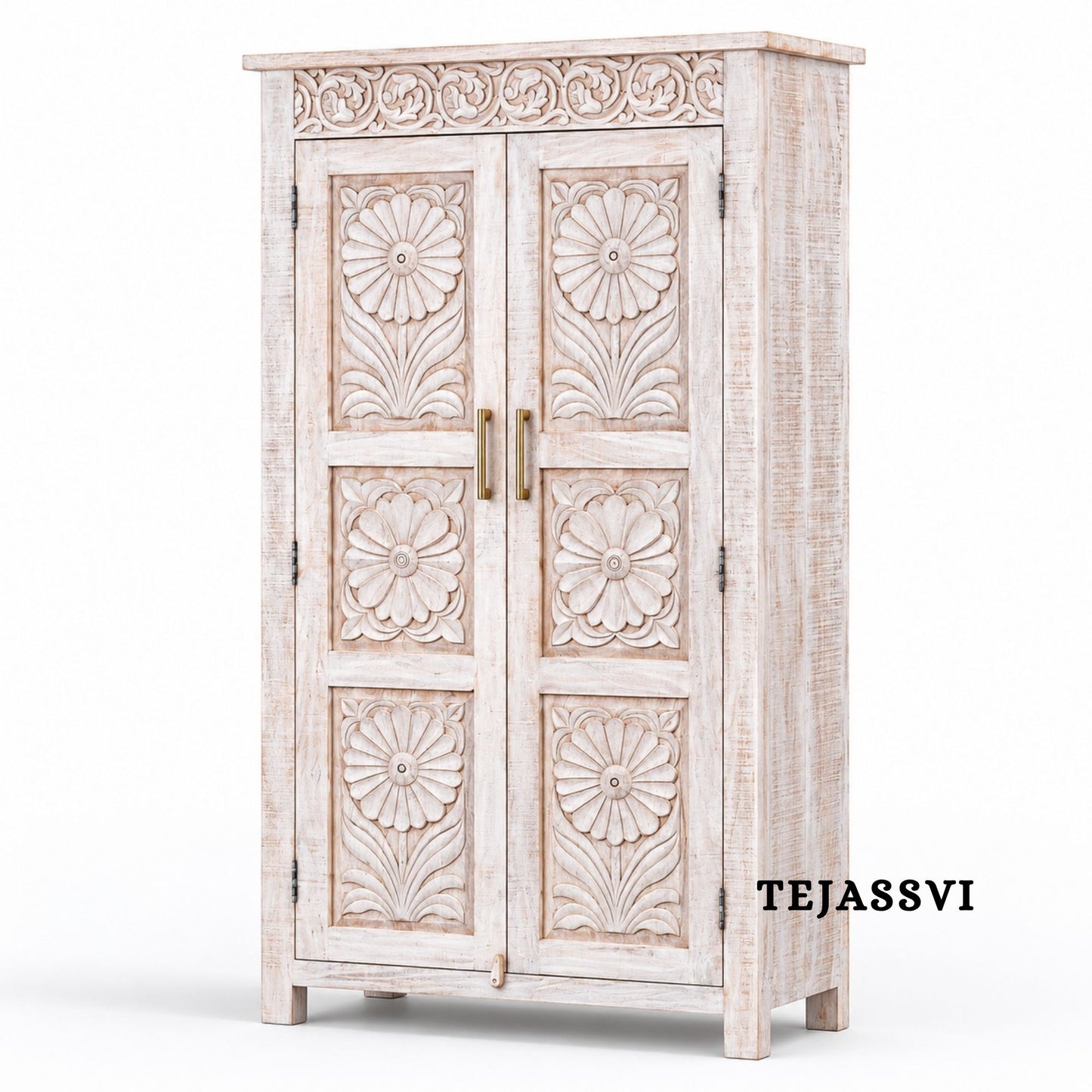 Wooden Indian Carving Wardrobe / Wooden carving Sideboard / Wooden Storage Cabinet | Luxury Entryway Table | wooden Storage Sideboard.