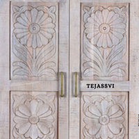 Wooden Indian Carving Wardrobe / Wooden carving Sideboard / Wooden Storage Cabinet | Luxury Entryway Table | wooden Storage Sideboard.