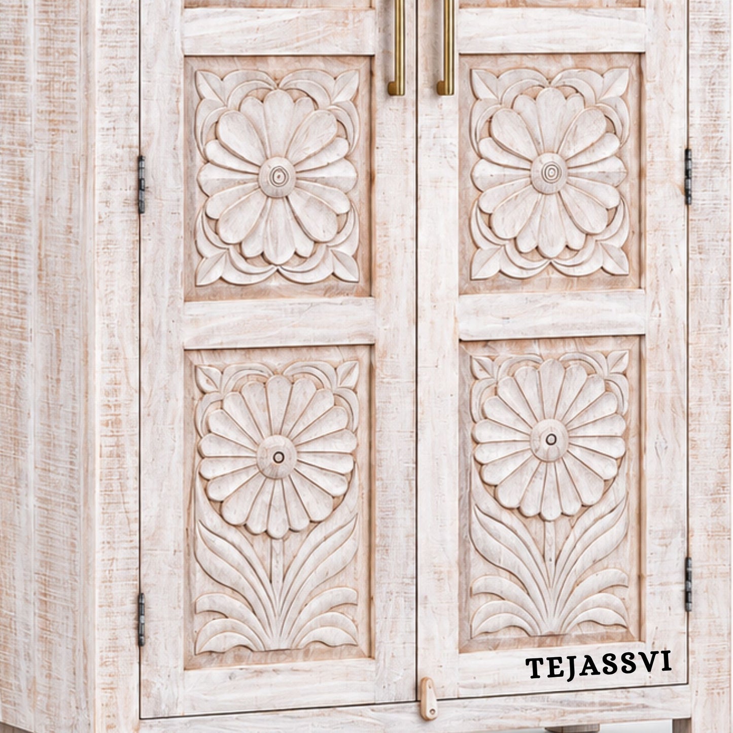 Wooden Indian Carving Wardrobe / Wooden carving Sideboard / Wooden Storage Cabinet | Luxury Entryway Table | wooden Storage Sideboard.