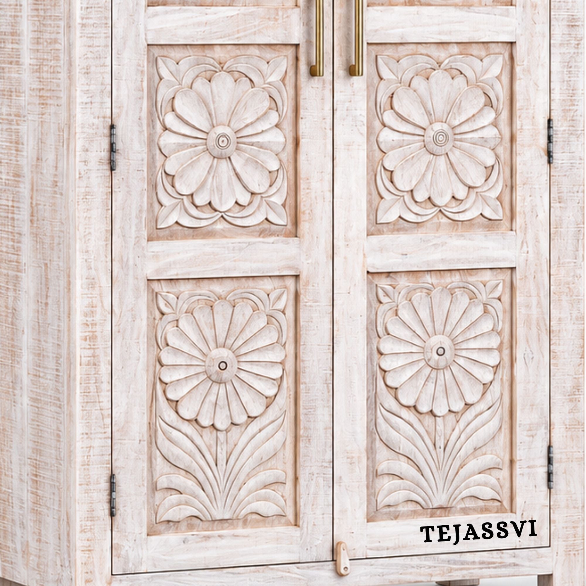 Wooden Indian Carving Wardrobe / Wooden carving Sideboard / Wooden Storage Cabinet | Luxury Entryway Table | wooden Storage Sideboard.