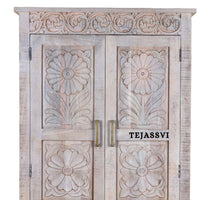 Wooden Indian Carving Wardrobe / Wooden carving Sideboard / Wooden Storage Cabinet | Luxury Entryway Table | wooden Storage Sideboard.