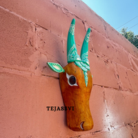 Wooden Cow Head | Bull | Nandi Head Mask Wall Décor. Wooden Wall Hanging. Ethnic Indian Art Best Minimalist Gift Idea for Christmas/Diwali