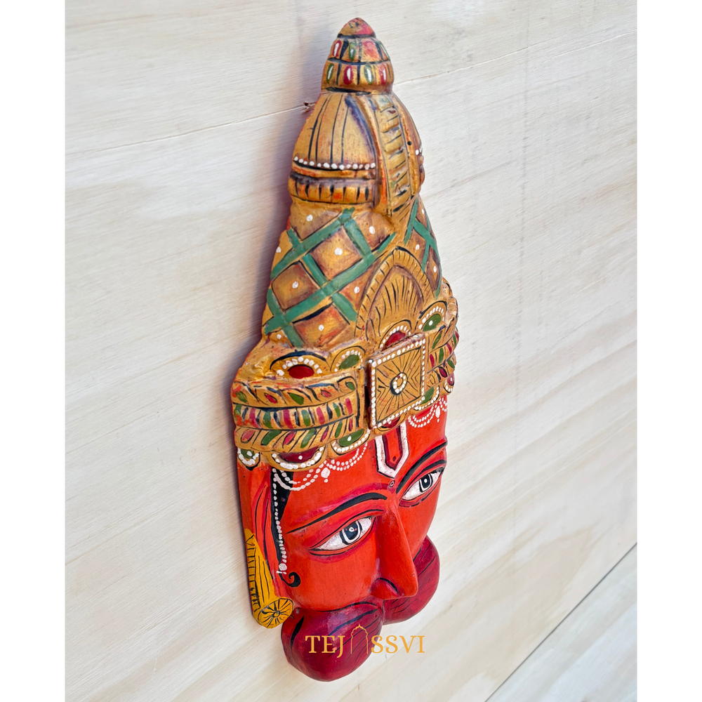 Hand-Carved Wooden Tirupati Balaji Idol - 16.5"/ Wooden Hand Carving Frame / Wooden Art Frame For Wall Décor.