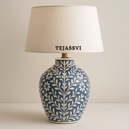 Wooden Bone Inlay Lamp / Bone Inlay Bed Room Lamp / Bedroom Décor Lamp / Handmade Inlay Table Lamp Home Decor Accent Light