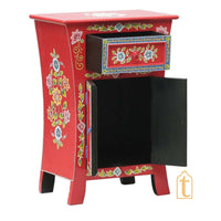 Indian Hand painted Wooden Chest Drawers | Side Table / Chest of Drawers for Living Room | Traditional Side hand-painted Table with Drawers.