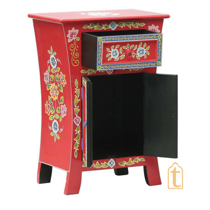 Indian Hand painted Wooden Chest Drawers | Side Table /Chest of Drawers for Living Room | Traditional Side hand-painted Table with Drawers