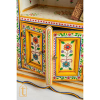 Handmade Hand Painted Bedside Table in Cream & Yellow Home Décor Table / Bedroom Table / Side Table / Indian Moroccan Painted Furniture.