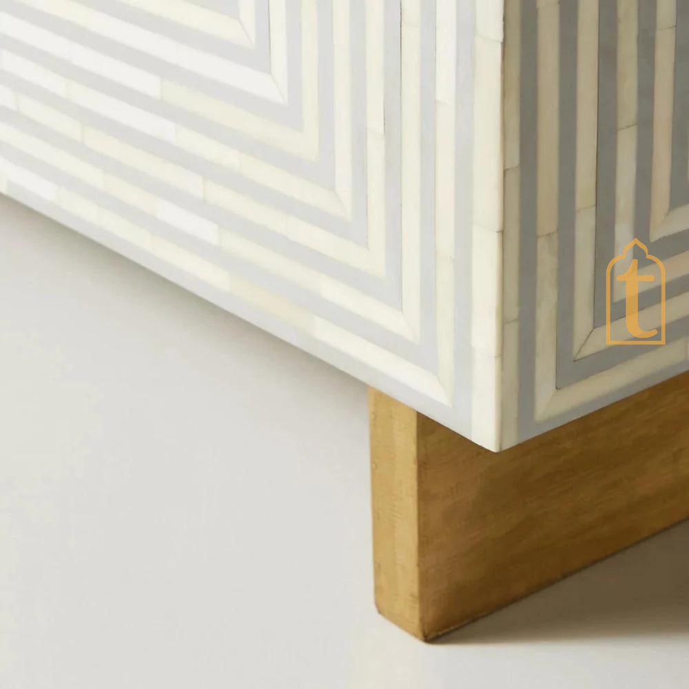 Handmade Modern Striped Pattern Coffee Table / Bone Inlay Wooden Coffee Table / Wooden Furniture / Rectangle Coffee Table / Bone Inlay Cocktail Table.