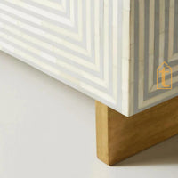 Handmade Modern Striped Pattern Coffee Table / Bone Inlay Wooden Coffee Table / Wooden Furniture / Rectangle Coffee Table / Bone Inlay Cocktail Table.