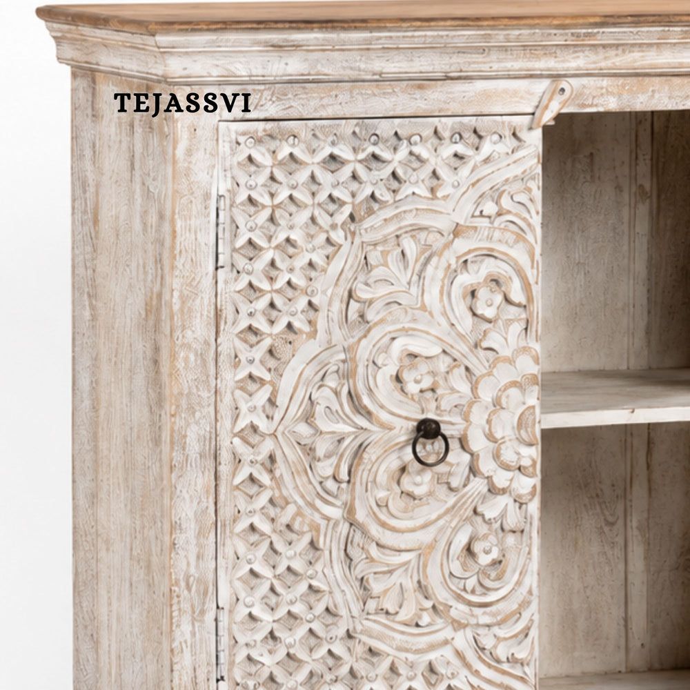 Wooden Indian Carving cabinet / Wooden carving Sideboard / Wooden Storage Cabinet | Luxury Entryway Table | wooden Storage Cupboard.