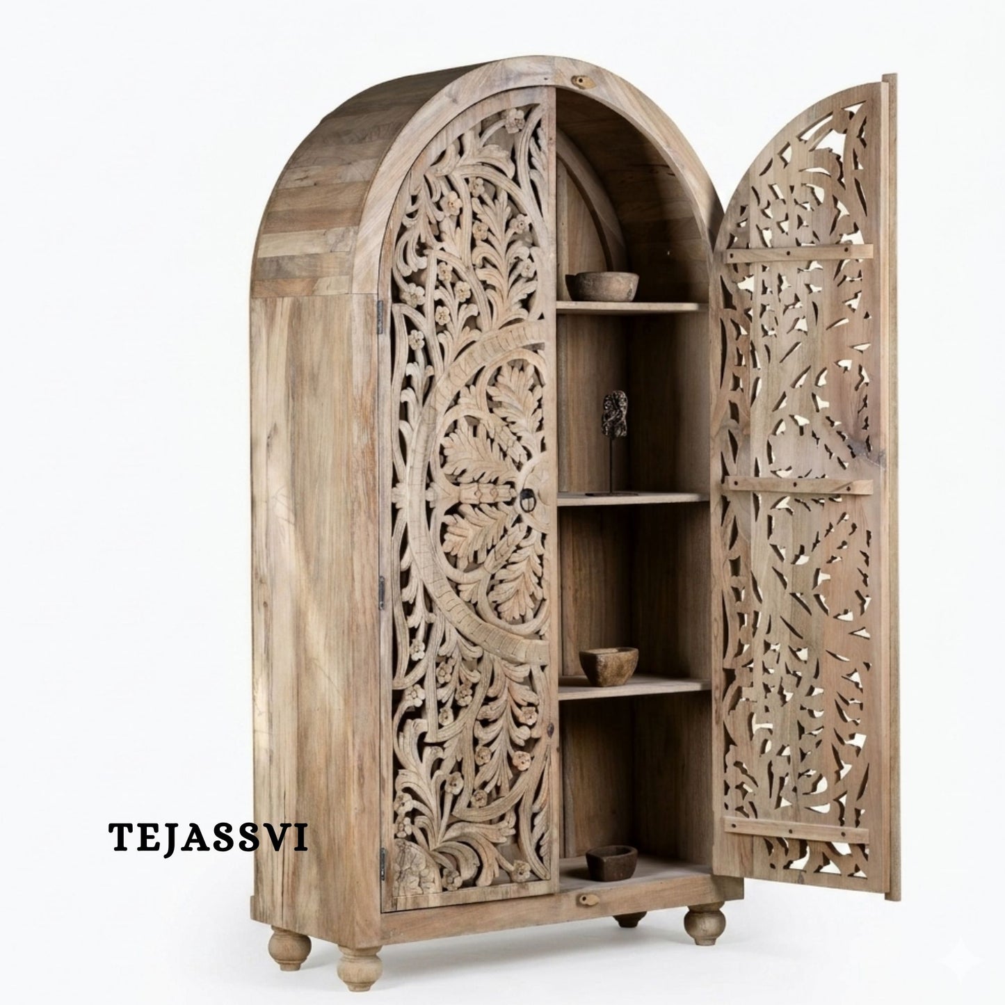 Wooden Indian Carving Wardrobe / Wooden carving Sideboard / Wooden Storage Cabinet | Luxury Entryway Table | wooden Storage Sideboard.