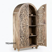 Wooden Indian Carving Wardrobe / Wooden carving Sideboard / Wooden Storage Cabinet | Luxury Entryway Table | wooden Storage Sideboard.