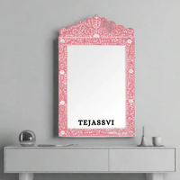 Bone Inlay Floral Design Pink Resin Wall Hangings Large Mirror