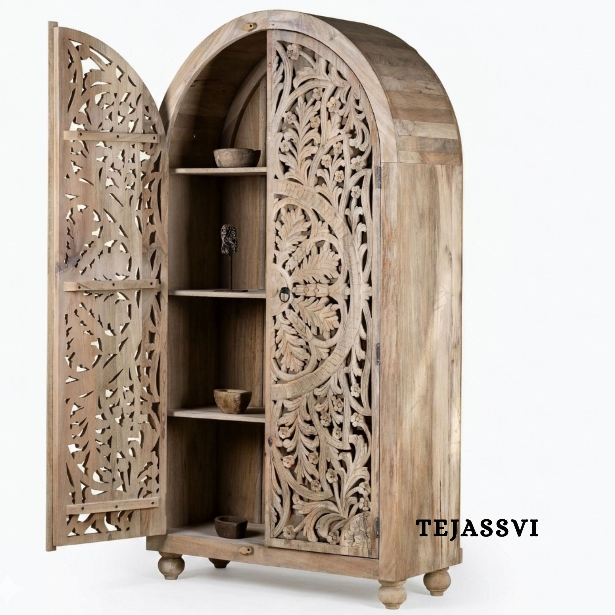 Wooden Indian Carving Wardrobe / Wooden carving Sideboard / Wooden Storage Cabinet | Luxury Entryway Table | wooden Storage Sideboard.