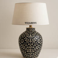 Wooden Bone Inlay Lamp / Bone Inlay Bed Room Lamp / Bedroom Décor Lamp / Handmade Inlay Table Lamp Home Decor Accent Light