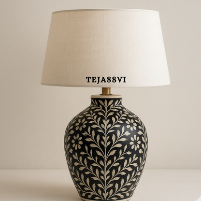 Wooden Bone Inlay Lamp / Bone Inlay Bed Room Lamp / Bedroom Décor Lamp / Handmade Inlay Table Lamp Home Decor Accent Light