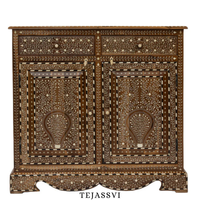 Handmade Wood Bone Inlay Modern Sideboards / Wood Bone Inlay Console | Wood Bone Inlay Cabinet With 2 Drawer & 2 Door Furniture  | Wooden Sideboards | Luxury Furniture.