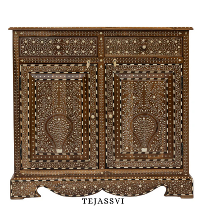 Handmade Wood Bone Inlay Modern Sideboards / Wood Bone Inlay Console | Wood Bone Inlay Cabinet With 2 Drawer & 2 Door Furniture  | Wooden Sideboards | Luxury Furniture.