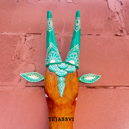 16 Wooden Cow Head | Bull | Nandi Head Mask Wall Décor. Wooden Wall Hanging. Ethnic Indian Art Best Minimalist Gift Idea for Christmas/Diwali